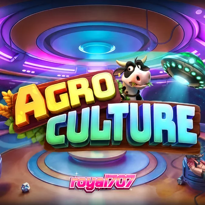 Tampilan visual slot AgroCulture dengan latar belakang peternakan dan elemen alien